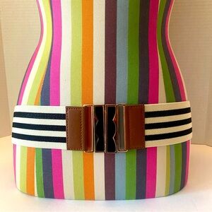 Stylish Striped Belt with Brown Accents